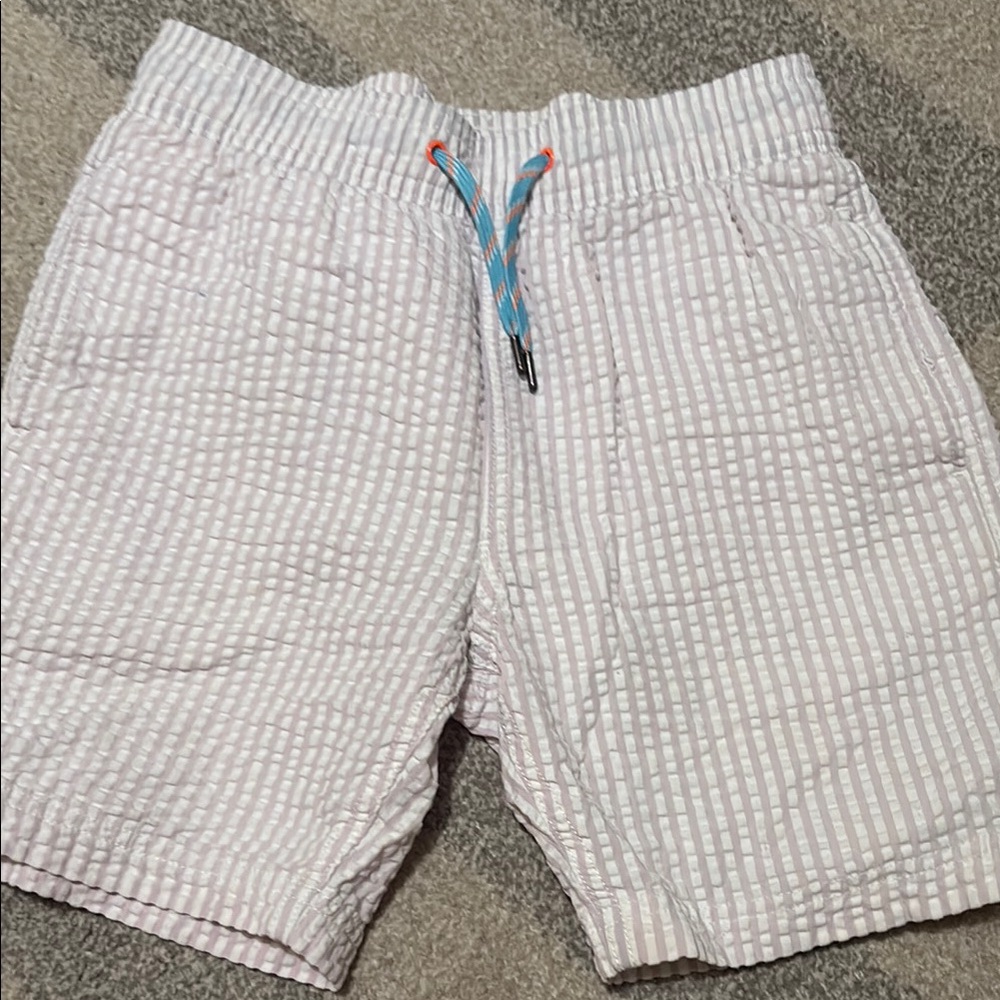 Striped White and Gray swim trunks worn once